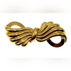 3 for $30 Vintage 1980s Signed MJENT Gold Tone Polished Bow Shape Brooch Pin